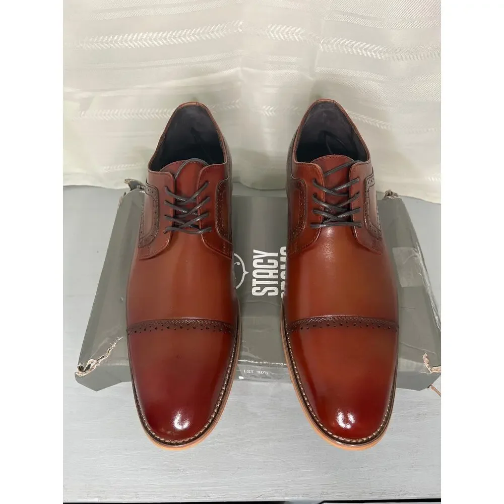 Stacy Adams Dickinson Cap Toe Oxford Cognac Mens Size 11M Dress Shoes